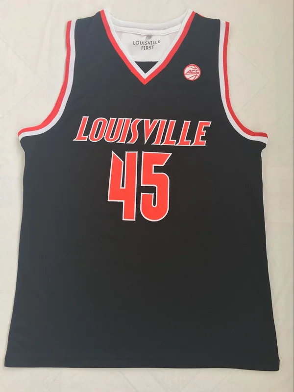 Джерси Donovan Mitchell #45 Louisville Мужская с ремешком назад модель 100% Сшитый баскетбольный