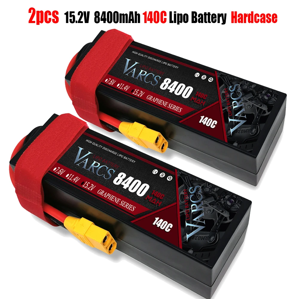 

2PCS VARCS Lipo Batteries 4S 15.2V 8400mAh 140C/280C HardCase for RC 1/8 /10 Car Off-Road Buggy Truck Boats Drone salash Parts
