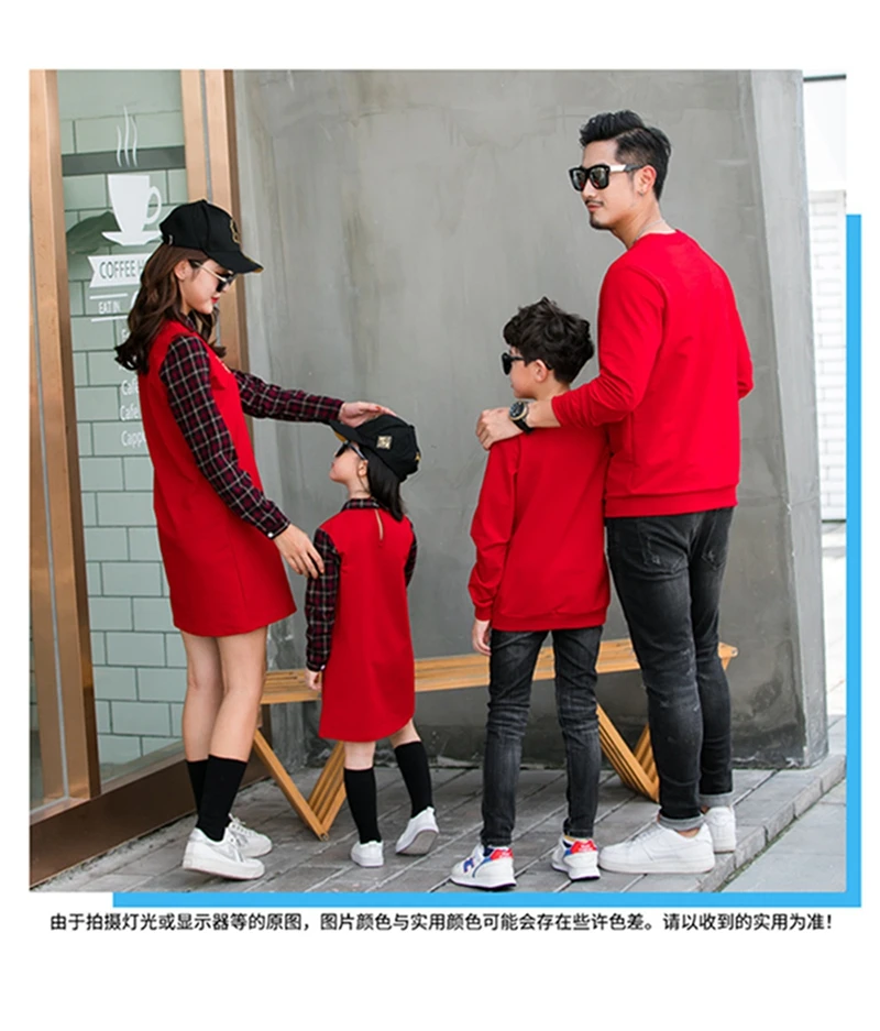 New Autumn Family Matching Outfits Mom And Daughter Fashion Embroidery Dress Dad Son Sweatshirt Children Long Shirts