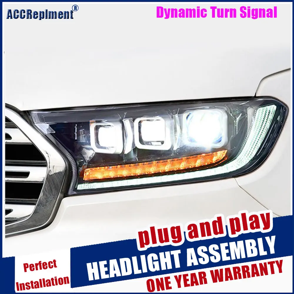 

Car Styling For Ford Everest Headlights 2016-2019 Dynamic Turn Signal LED Head Lamps DRL Xenon lens lights