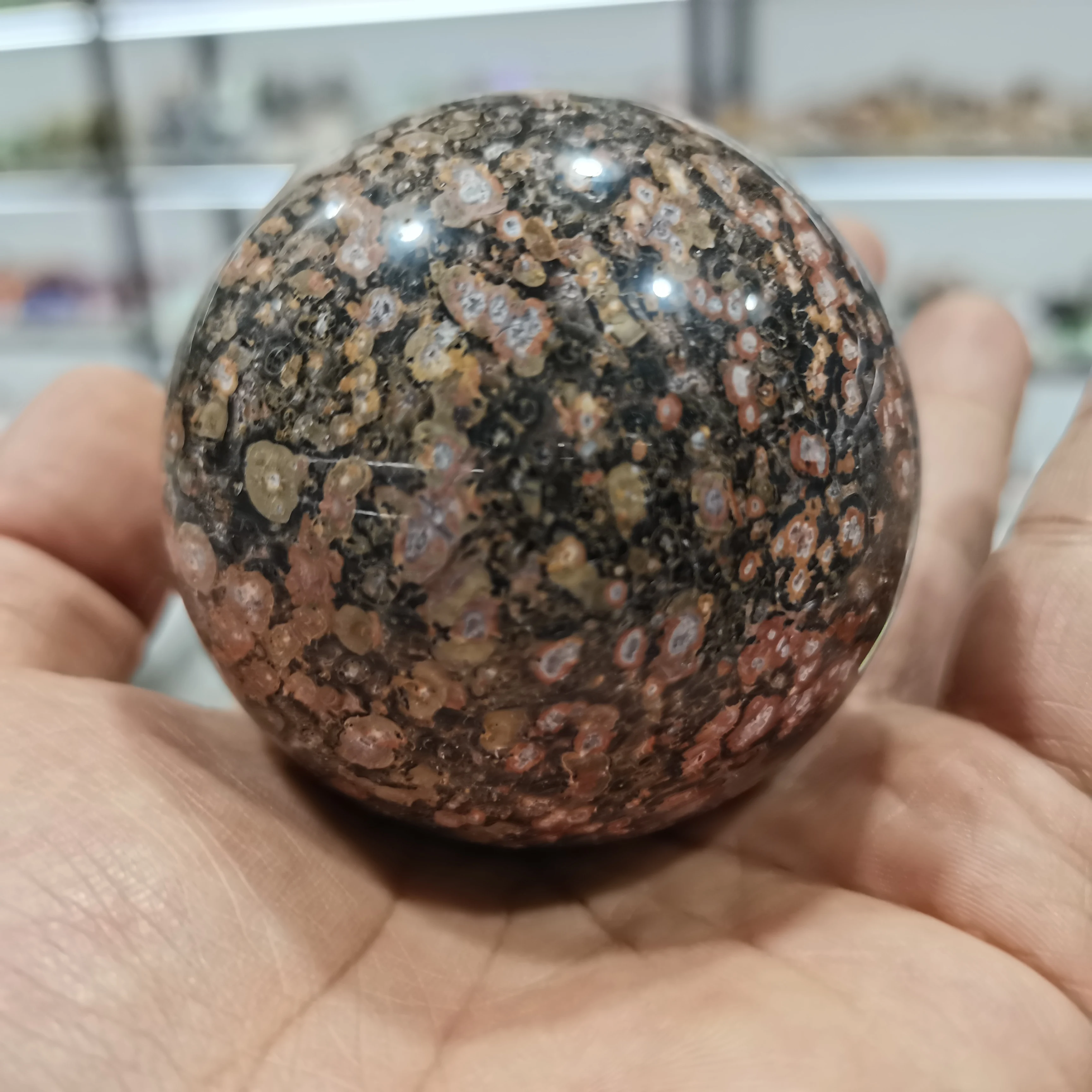 

Healing gemstones carved balls natural leopard skin jasper stone sphere ball for home decoration gifts chakra set