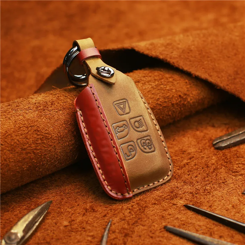 

Genuine Leather Car Auto Remote Car Key Shell Case Protector Cover Key Holder for Jaguar XFL XEL F-PACE XJ E-PACE CarAccessories