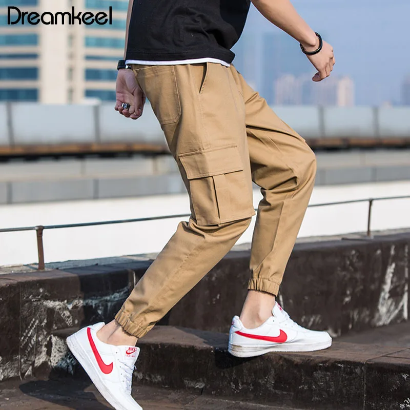 Мужские спортивные брюки в стиле хип хоп повседневные черные для бега с боковыми