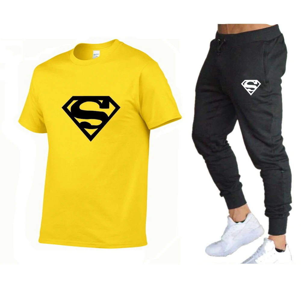 

Men's men's sets Sports Casual Top + Pants 2-piece Set Summer Round Neck Men's suit t-shirt S-2XL tracksuit men T-shirt
