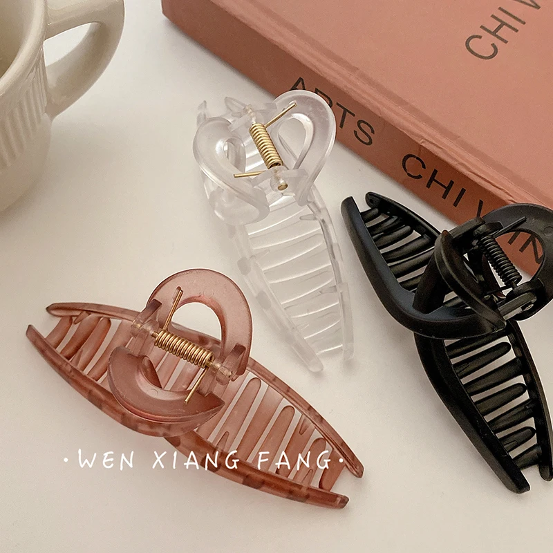 

Internet Celebrity Ins Transparent Grip Female South Korea Elegant Graceful Head Barrettes Versatile Hair Claw VISHARK Clip Hair