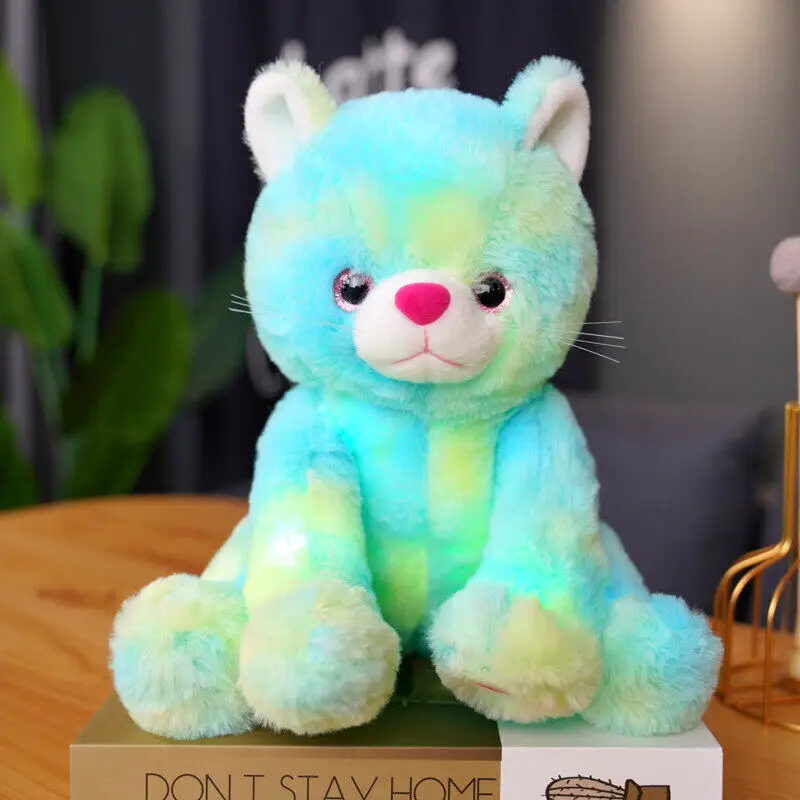 

25cm Kawaii Light Up Stuffed Animal Cat Glowing Plush Doll Soft Toy Luminous Gift for Children Girlfriends Loves Home Decor