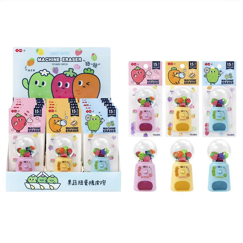 

15 set/lot Creative Fruit Eraser Cute Writing Drawing Rubber Toy Pencil Eraser Stationery For Kids Gifts school suppies