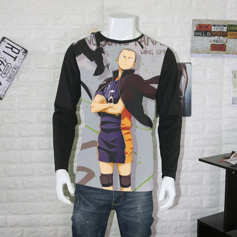 Косплей длинный рукав Haikyuu kageyama tobio Футболка мужская Аниме длинная футболка топы