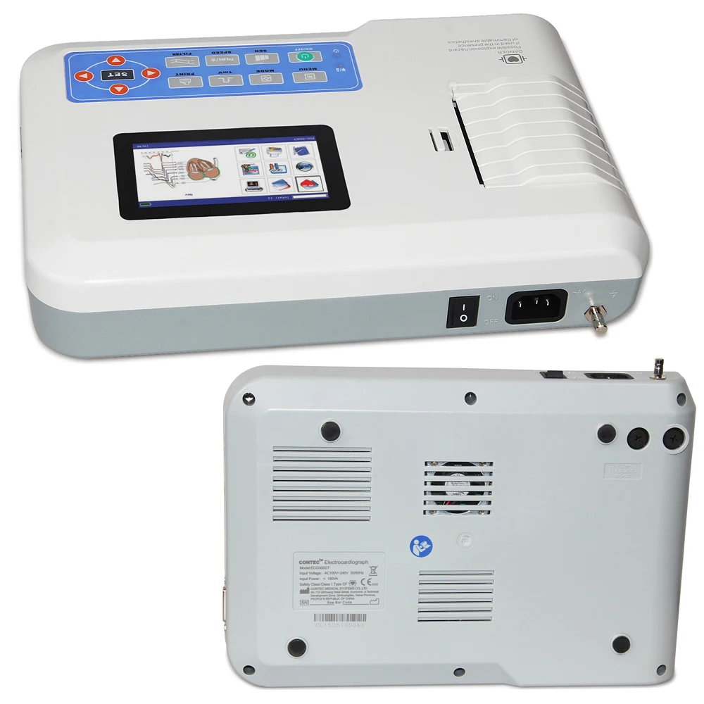 Сенсорный экран ECG300GT Цифровой Электрокардиограф 3-канальный 12-канальный
