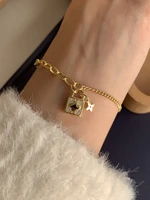 women jewelry floral lock charm bracelet titanium with 18 k gold chic gown sweet boho trendy ol simply ins japan korean