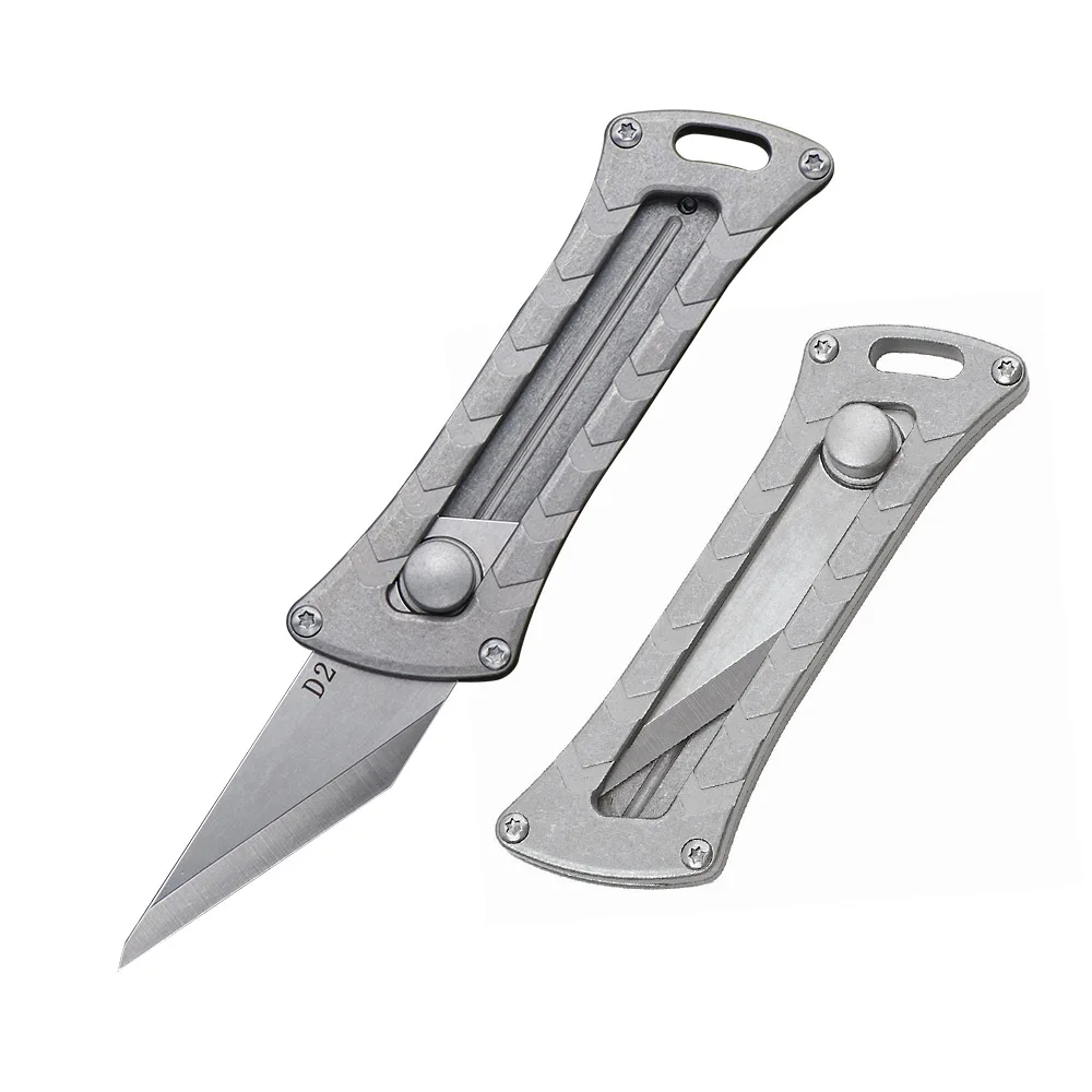 

Titanium alloy push-pull utility knife telescopic knife universal knife outdoor camping survival defense fruit knife EDC tool