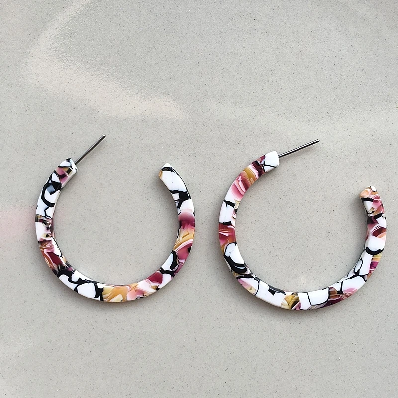 UJBOX New Japanese Korean Acetate Earrings Women Thin Big Acetic Acid Hoop Factory Wholesale | Украшения и аксессуары