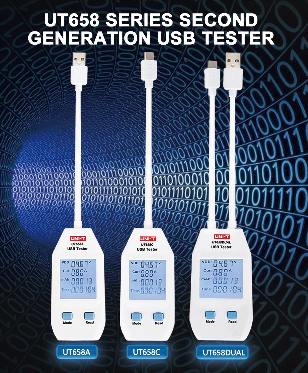 USB тестер UNI-T UT658B dc Цифровой вольтметр UT658 напряжение измеритель тока Амперметр детектор Банк питания зарядное устройство индикатор
