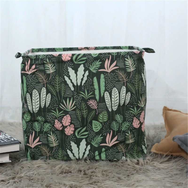 

Square Drawstring Dustproof Storage Basket Fabric Storage Box Household Daily Necessities 2021 Cotton and Linen Opbergmand
