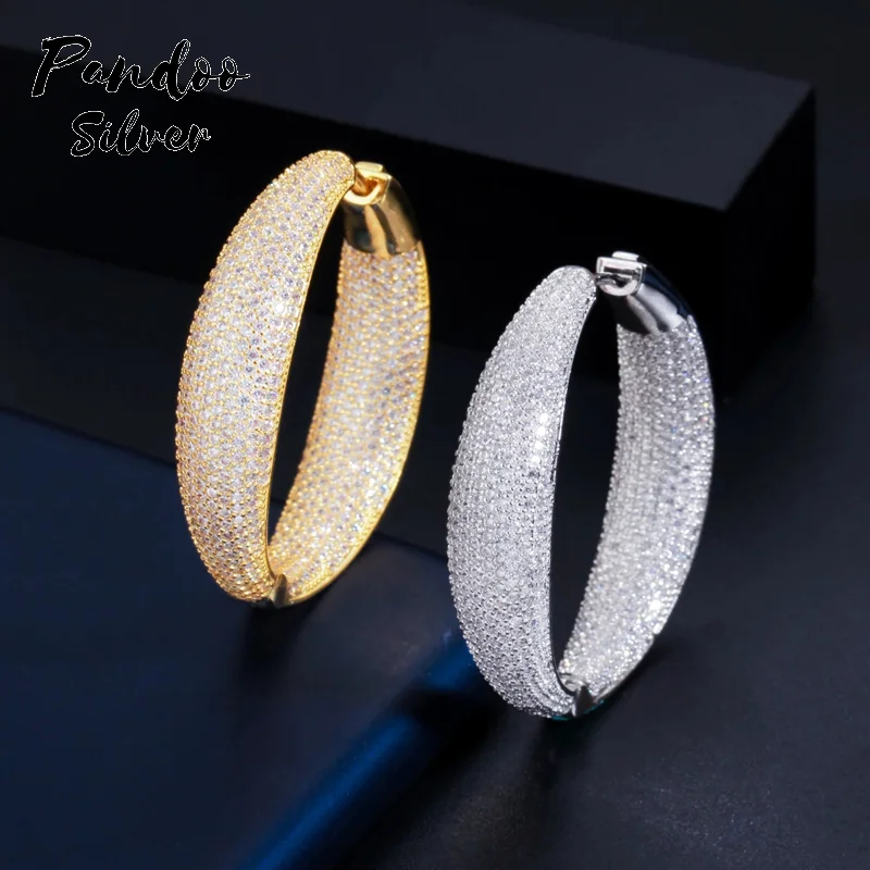 

Micro Pave Cubic Zirconia Fashion Charm Statement Hoop Earrings Luxury Earrings Jewelry Gift For Women