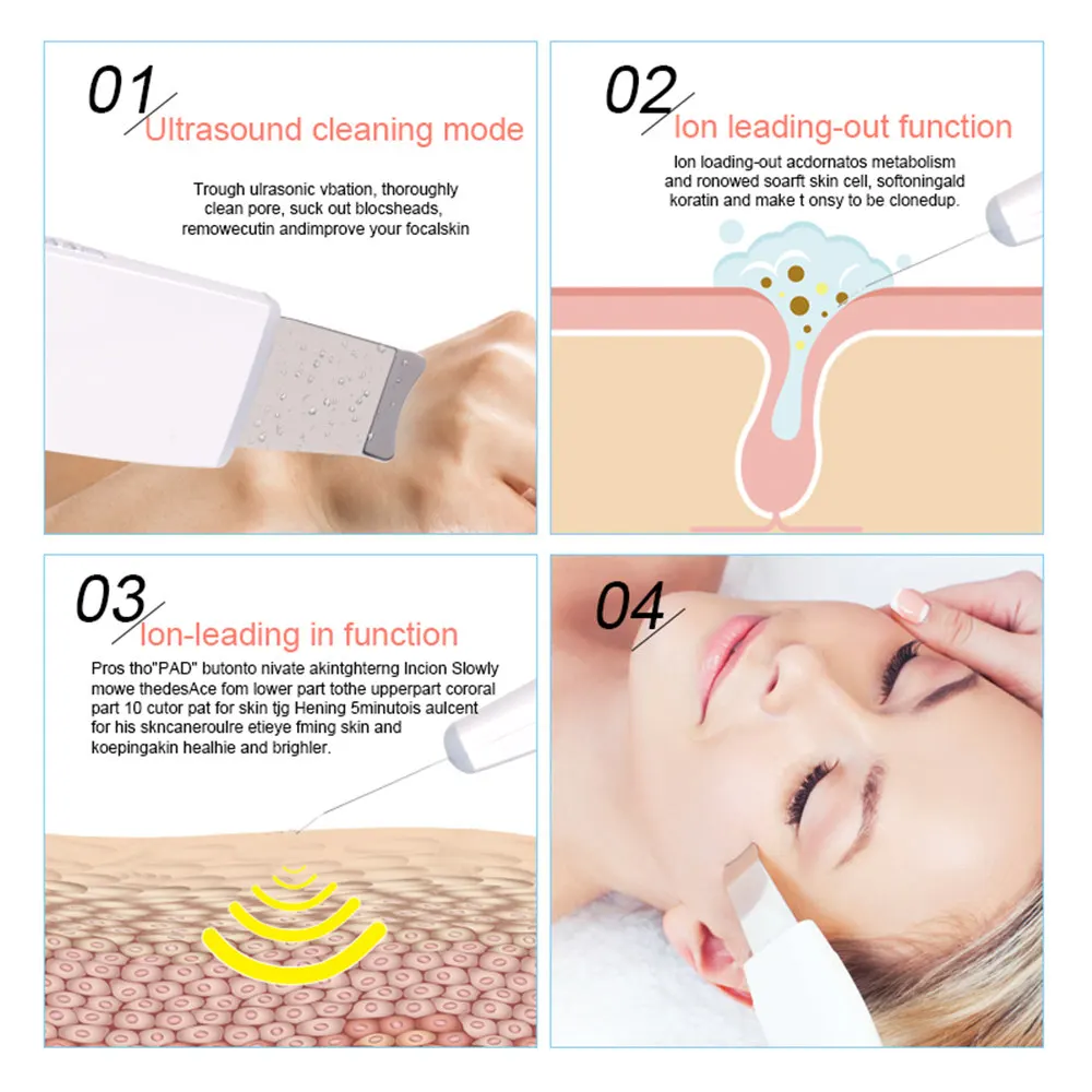 Ультразвуковой скребок для кожи экстрактор пилинга устройство глубокой очистки