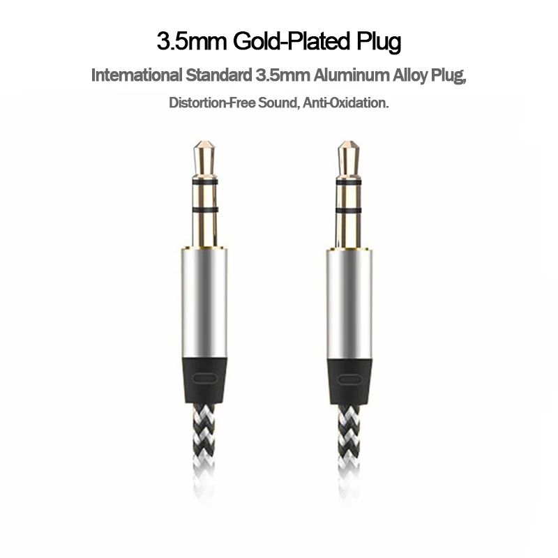 Connector 3.5mm to 3.5mm Plug Audio Aux Cable Double Male Stereo Jack Wire For Car/MP3/Mobile Phone/Speaker Audio Adapter Cord