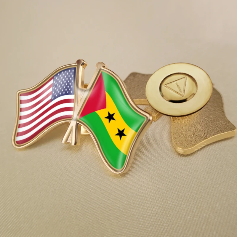 Соединенные Штаты Сан-Томе и Принсипи перекрестные двойной флаг дружбы значков