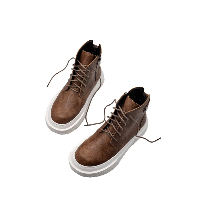 

2020 new leather Martin boots lace up zipper short boots flat retro motorcycle boots casual ankle boots women's boots