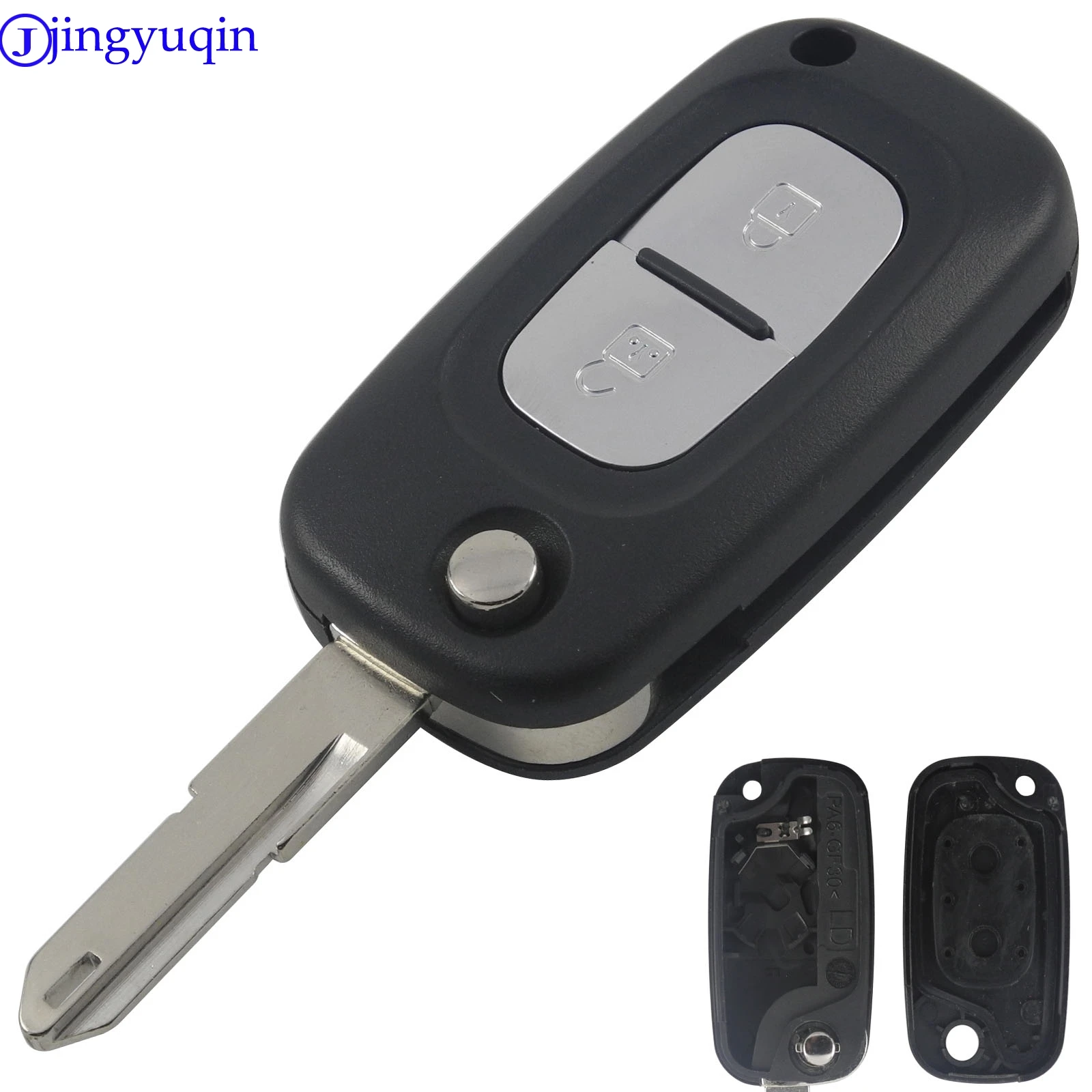 

jingyuqin 2 Buttons Car Key Case Cover Remote Flip Folding Auto Key Shell Replacement For Renault Megane