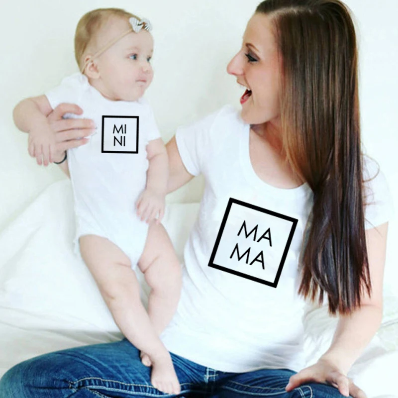 

1pc Mommy and Me Outfits Mama and Mini Shirts Mini Me Romper Mommy and Kids Matching Family Clothes Baby Bodysuits Lovely Tee