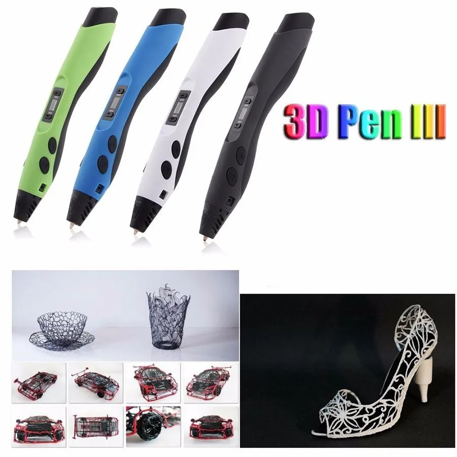 SUNLU 300A 3d Ручка Горячая Распродажа интеллектуальная Живопись 3d печать Ручка светодиодный дисплей расходные PCL PLA ABS нити 1,75 мм черный цвет