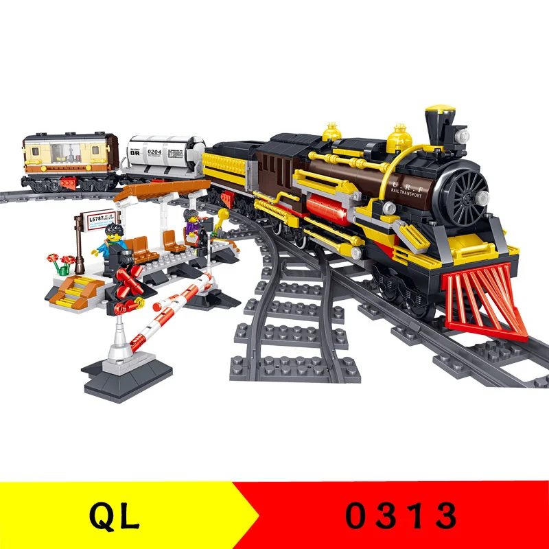 

1464PCS QL0313 Building Blocks Pursende Steam Rail Train Series Puzzle Assembled Children's Toys Gifts