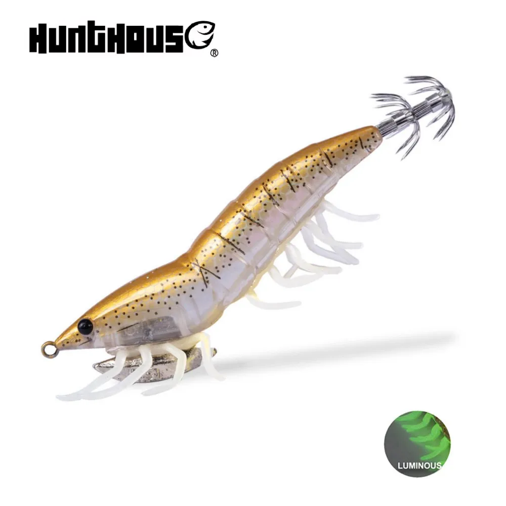 

Hunthouse Squid Bait Wooden Eging Hook Shrimp For Cephalopod Wood Shrimp Octopus Lures Squid Jigging Leurre Cuttle Fishing Lure