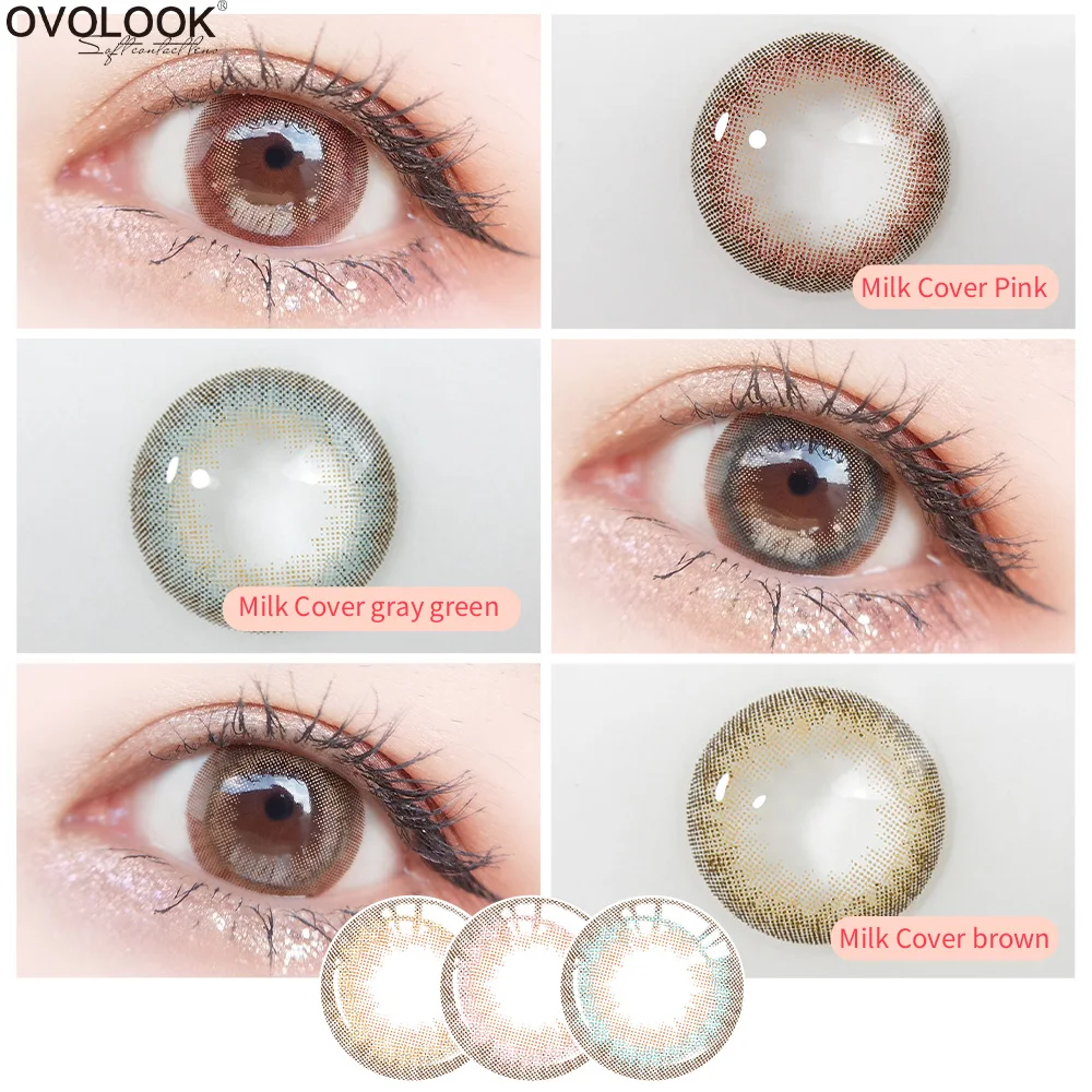 

OVOLOOK-2pcs/pair Lenses 3 Tone Series Colorful Contact Lenses Colored Lenses for Eyes Eye Color Lens Eye Contacts Yearly Use