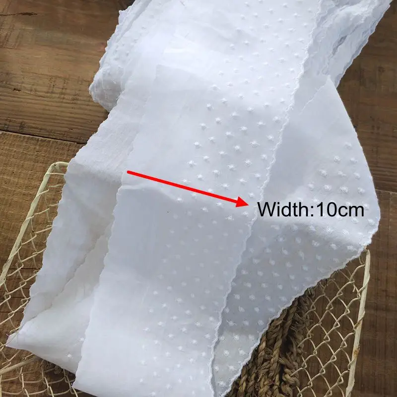 Однометровая белая хлопковая кружевная лента с цветочной вышивкой для рукоделия