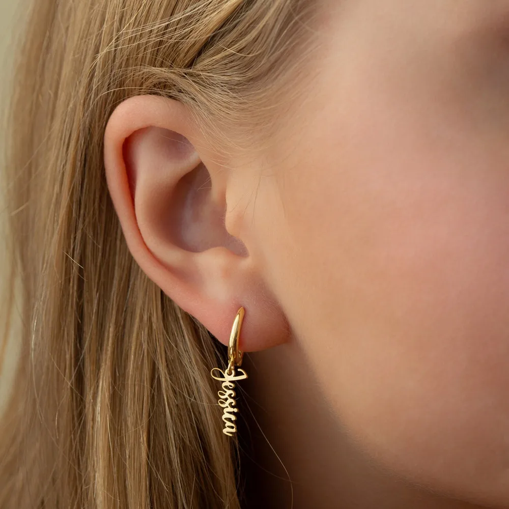 Custom Name Drop Earrings For Women Stainless Steel Personalized vertical Nameplate Earrings Gold Charm Jewelry Gifts kolczyki