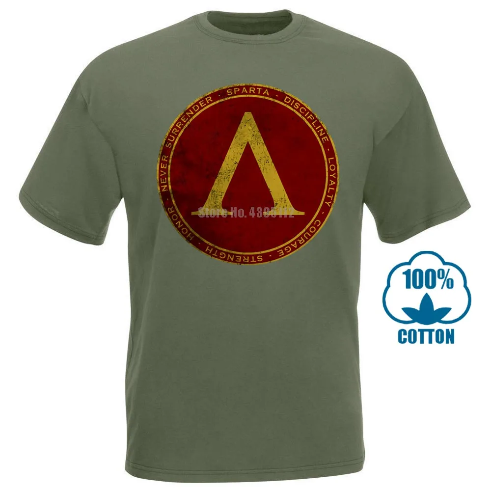 Спарта футболка Spartans Poleis Polis Spartaner Spartiaten Never Surrender - Цвет: Армейский зеленый
