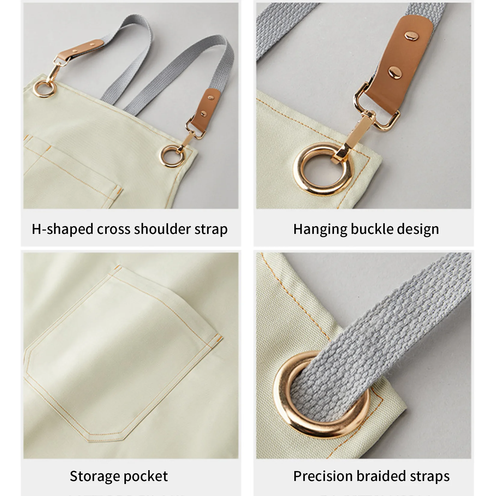 

Kitchen Cooking Apron for Men Women Restaurant Work Clothes Pinafores Adjustable Baking Chefs with Pocket Coffee Shop Waitress