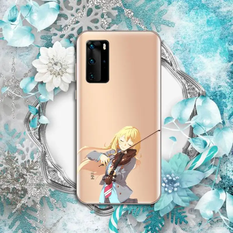 

Japan Anime Your Lie in April Phone Case Transparent for huawei honor P 40 30 20 lite Pro 10 i 8 9 x p smart 2019