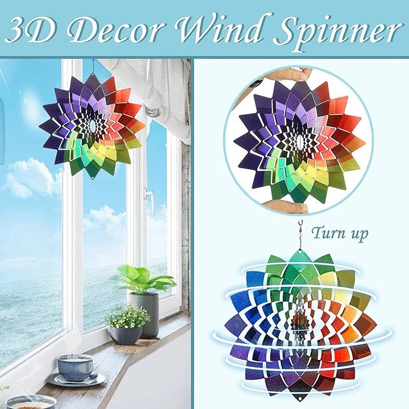 

Металлический 3d-спиннер, подвесные вращающиеся ветряные колокольчики, художественные украшения, Декор для дома, сада, двора LKS99