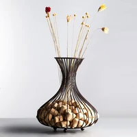 metal vase wine cork holder living room table flower arrangement dry flower decoration