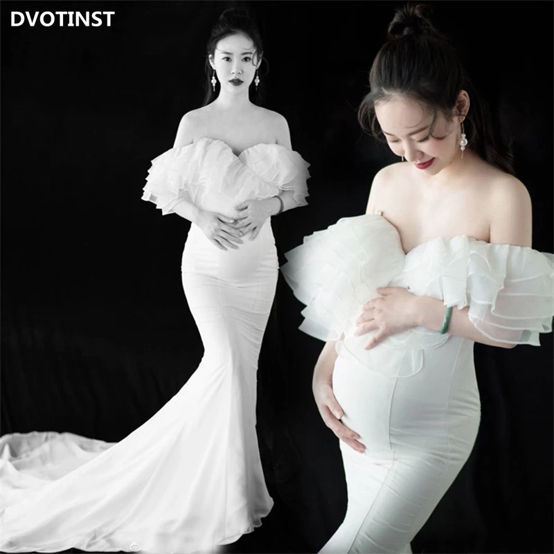 Dvotinst женские платья для фотосъемки Одежда беременных Тонкий рыбий хвост с