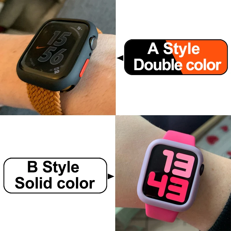 Мягкий силиконовый чехол для Apple Watch 45 мм 41 44 40 42 38 защитный iWatch 7 SE 6 5 4 3 бампер часов