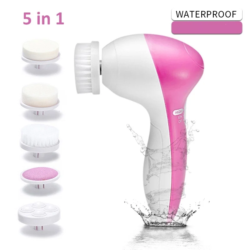 

5 in 1 Face Cleansing Brush Silicone Electric Facial Cleansing Brush Facial Massager Deep Pore Cleaner Waterproof Skin Care