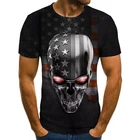 Мужская футболка в стиле панк, Мужская футболка с изображением мрачного Жнеца, 3 футболки с черепом, летний популярный модный топ с круглым вырезом, уличная одежда большого размера