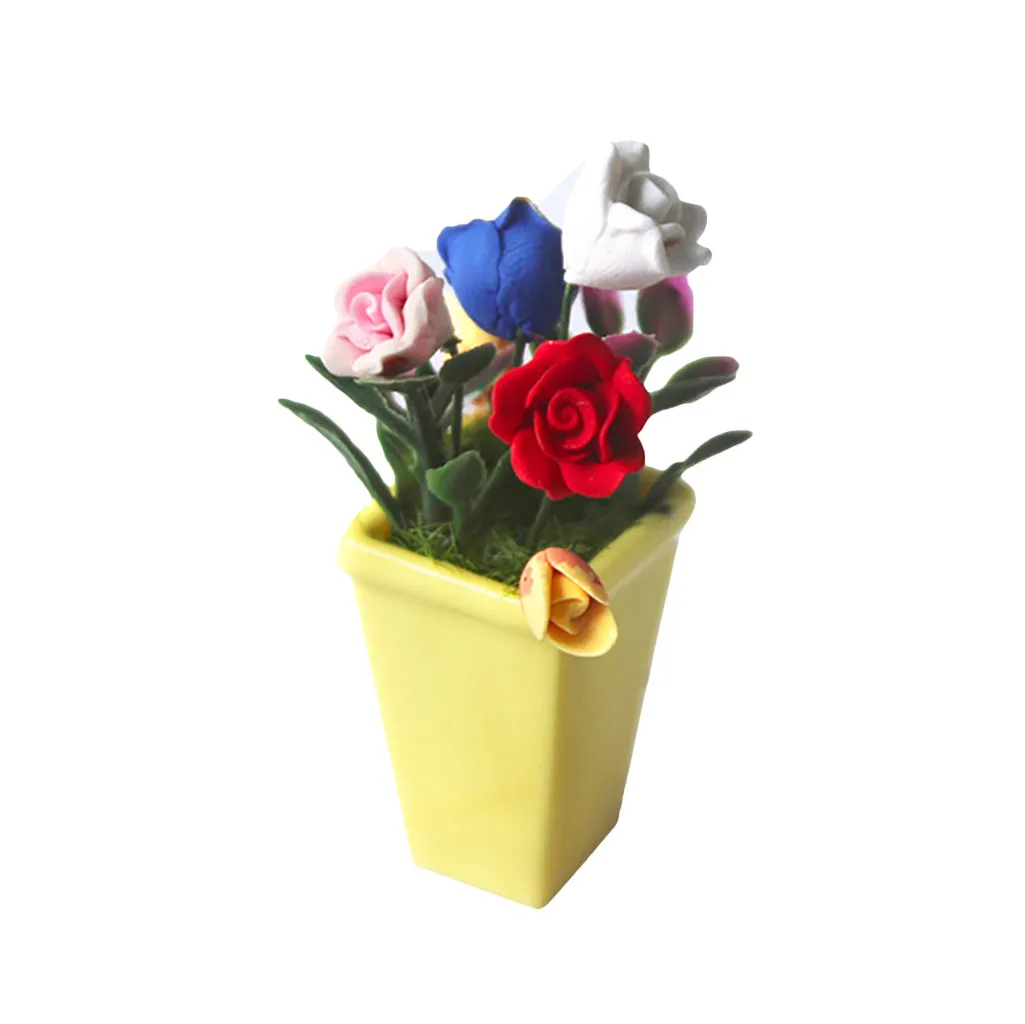 1:12 Кукольный домик мини Поддельные Изысканный зеленый растение Горшечное