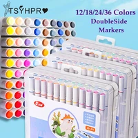 12182436 colors oily alcohol based art markers set dual tip lettering markers for sketching art supplies stationery