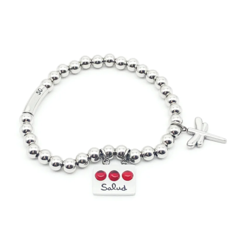 

Fashion 6mm Bead Chain Round Tube Letter Tag Dragonfly Man Woman Stainless Steel UNO Bracelet Jewelry