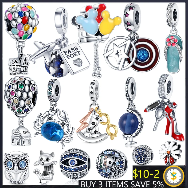 

HOT 100% Real 925 Sterling Silver Balloon Blue Bottle Beads Charms Fit Original Pandora Bracelets Bangle For Women Jewelry Gift