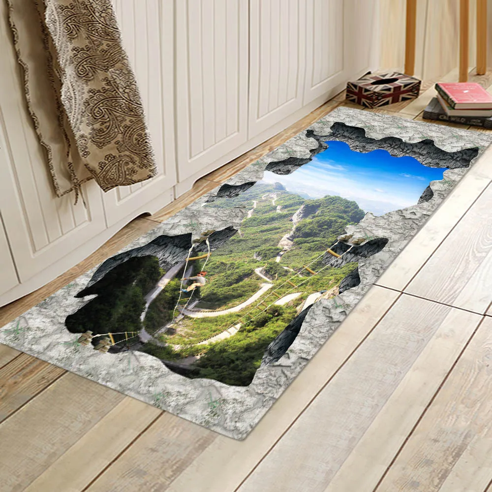 

3D Landscape Kitchen Mat Floor Mat Carpet Entrance Mat Printed Water Absorb Non-Slip Bathroom Bedside Door Mat Yoga Mats