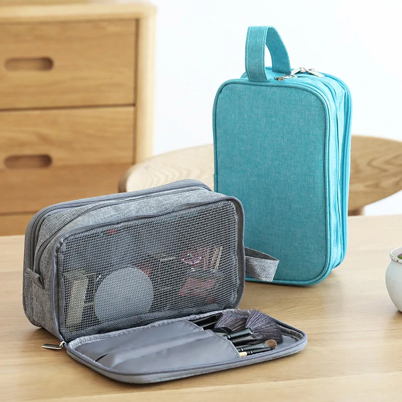 Travel Toiletry Storage Bag Dry Wet Separation Organizer with 3 Zipper Compartments Pockets Makeup Cosmetics Bags |