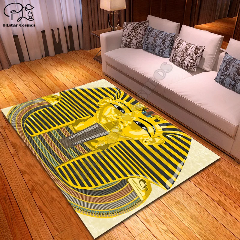 

Egyptian pharaoh pattern carpet Square Anti-Skid Area Floor Mat 3D Rug Non-slip Mat Dining Room Living Room Soft Bedroom Carpet