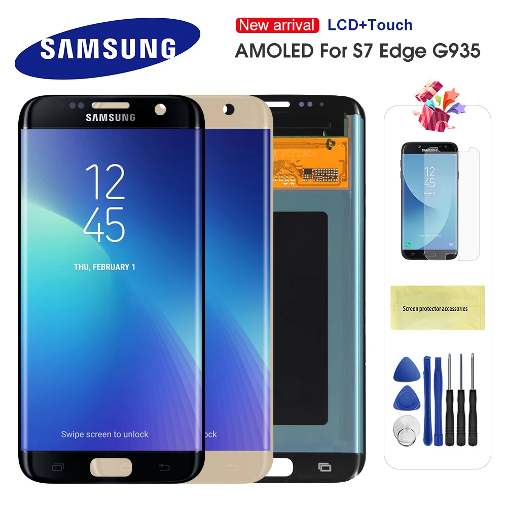 Оригинальный AMOLED ЖК дисплей для Samsung Galaxy S7 Edge LCD G935 G935F SM сенсорный экран