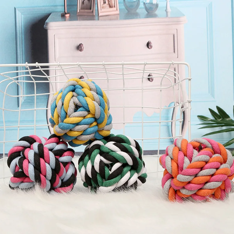 

Dog toy bite resistant knot puzzle toy fun molar tooth cleaning non toxic thread ball pet supplies