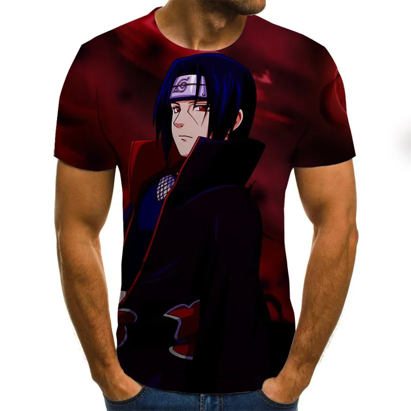 Футболка Uchiha Sasuke мужская с 3D рисунком топ круглым вырезом в стиле аниме уличная